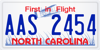NC license plate AAS2454