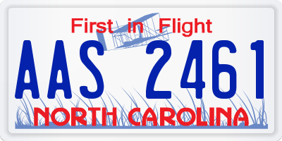NC license plate AAS2461