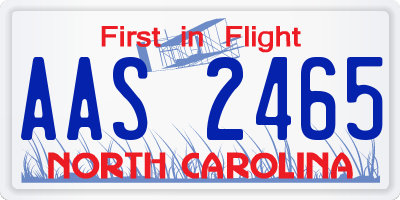NC license plate AAS2465