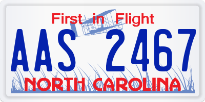 NC license plate AAS2467