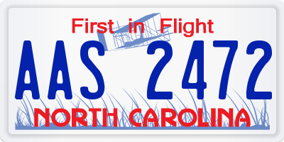 NC license plate AAS2472