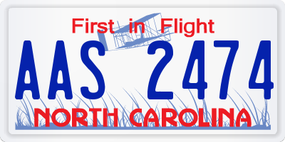 NC license plate AAS2474