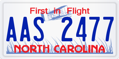 NC license plate AAS2477