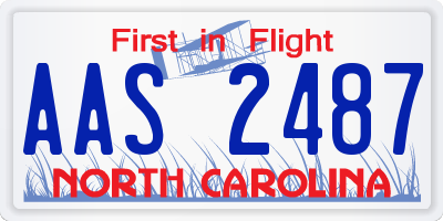 NC license plate AAS2487