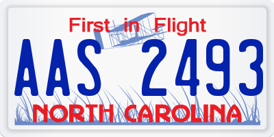 NC license plate AAS2493