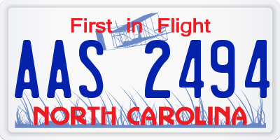 NC license plate AAS2494