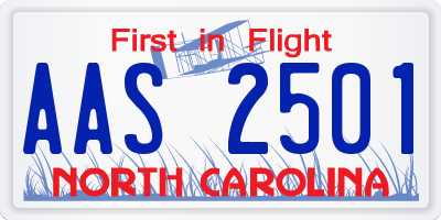 NC license plate AAS2501