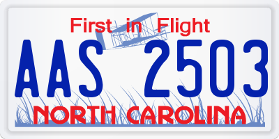 NC license plate AAS2503