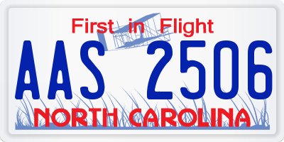 NC license plate AAS2506