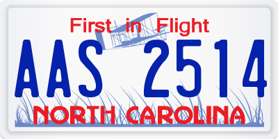 NC license plate AAS2514