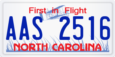 NC license plate AAS2516