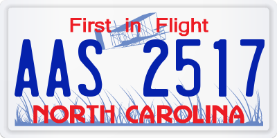 NC license plate AAS2517