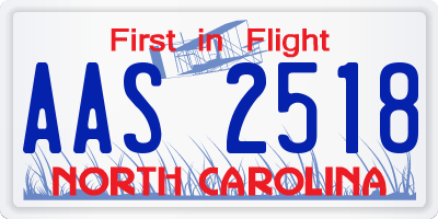 NC license plate AAS2518