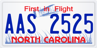 NC license plate AAS2525