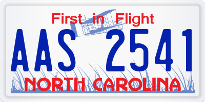 NC license plate AAS2541