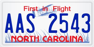 NC license plate AAS2543