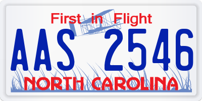 NC license plate AAS2546