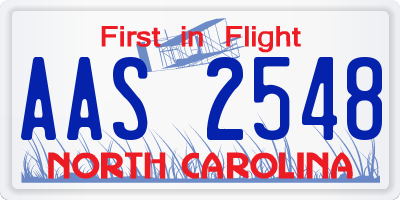 NC license plate AAS2548