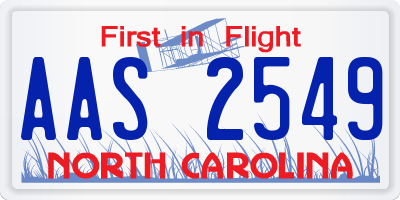NC license plate AAS2549