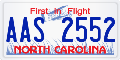 NC license plate AAS2552