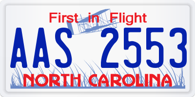 NC license plate AAS2553