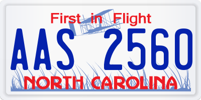 NC license plate AAS2560