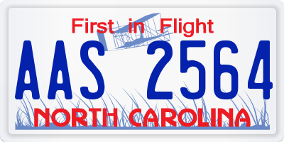 NC license plate AAS2564
