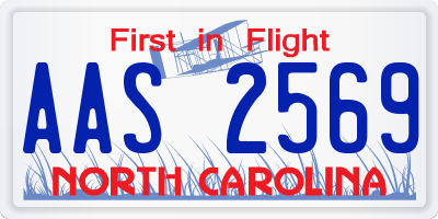 NC license plate AAS2569