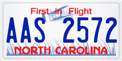 NC license plate AAS2572