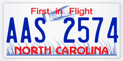 NC license plate AAS2574