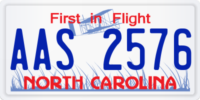 NC license plate AAS2576