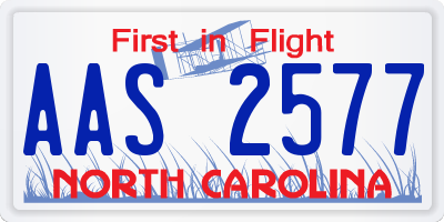 NC license plate AAS2577