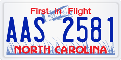 NC license plate AAS2581