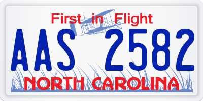 NC license plate AAS2582