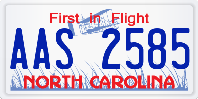 NC license plate AAS2585