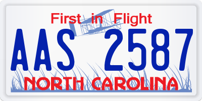 NC license plate AAS2587