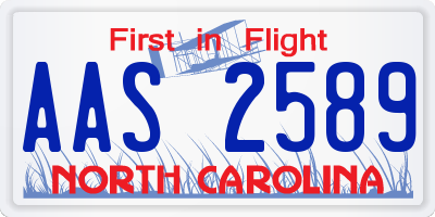 NC license plate AAS2589