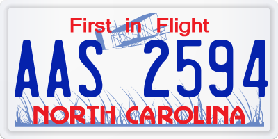 NC license plate AAS2594