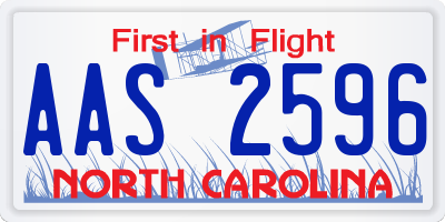 NC license plate AAS2596