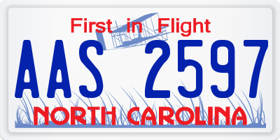 NC license plate AAS2597