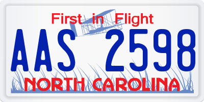 NC license plate AAS2598