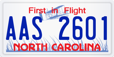 NC license plate AAS2601