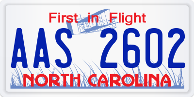 NC license plate AAS2602