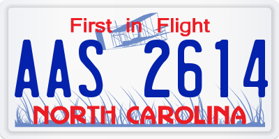 NC license plate AAS2614