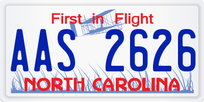 NC license plate AAS2626