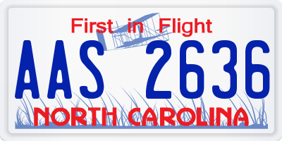 NC license plate AAS2636