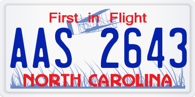 NC license plate AAS2643