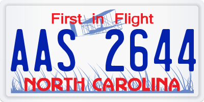 NC license plate AAS2644