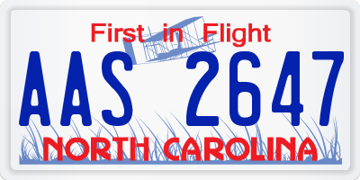 NC license plate AAS2647
