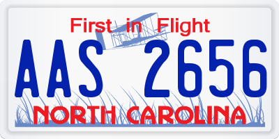 NC license plate AAS2656